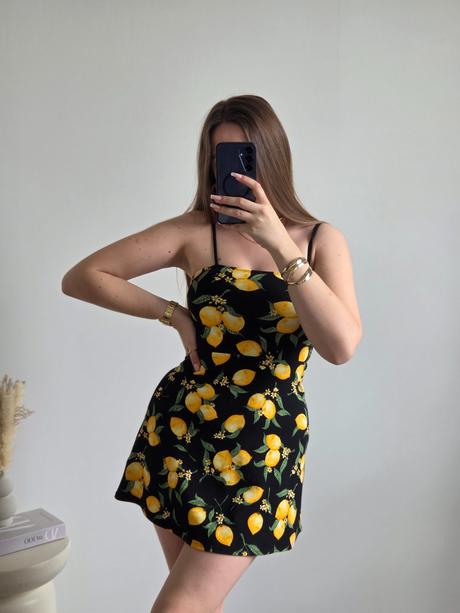 Letné šaty s citrónmi xs, h&m,xs