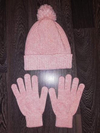 Čiapka+rukavice 7/10 rokov, c&a,122 / 128 / 134 / 140