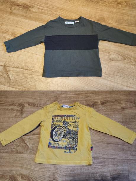 Krásne žlto-horčicové tričko a kaki tričko zara, 98