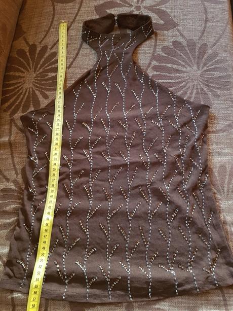 Hnedý elegantný top so zapínaním okolo krku vel.s, s