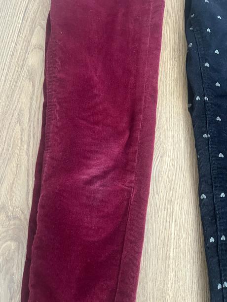 3x h&m menžestrové nohavice, h&m,128