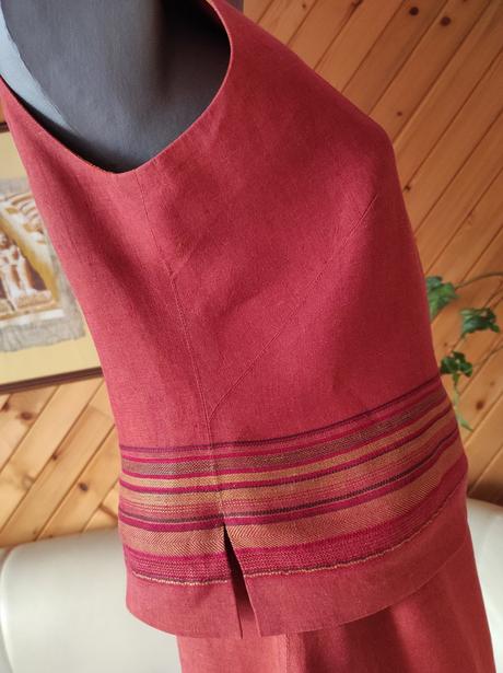 Ľanový komplet sukňa a top, veľ. 38, 38