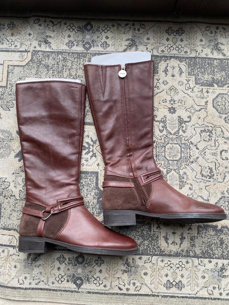 Hnedé kožené čizmy geox, geox,36
