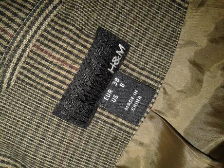 Károvaný jarný-jesenný kabát h&m veľ. 38, h&m,38