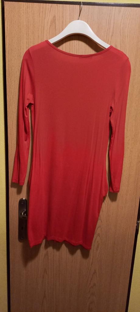 Nenosené červené bavlnené šaty mama s detmi, 