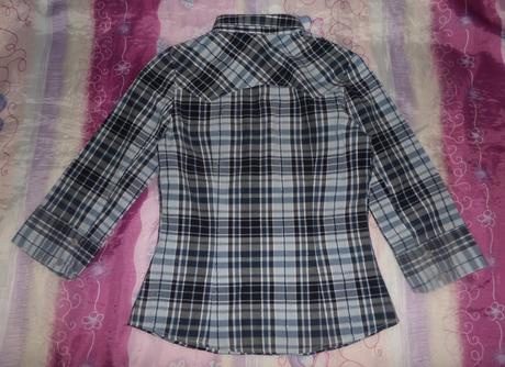 Károvaná blúza s 3/4 rukávom, xs