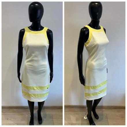 Dámske elegantné šaty žlto biele rouge (m), m
