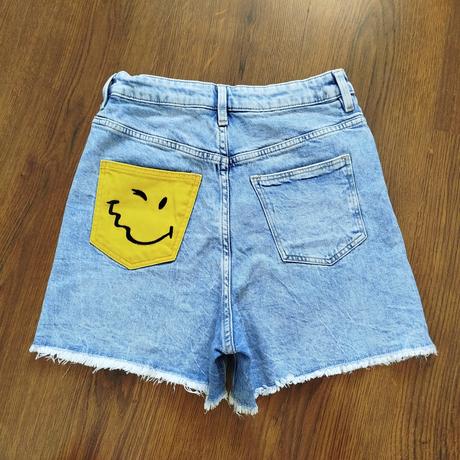 Krásne riflové kraťasy smiley world od h&m, h&m,164