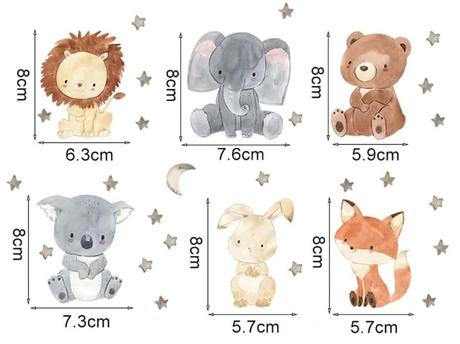 Nálepky roztomilé zvieratká 6ks,