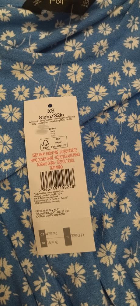 Modré kvietkované šaty, f&f,xs