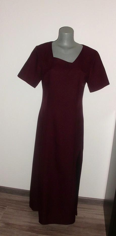 Dámske dlhé bordové šaty, veľkosť 38, top stav, 38