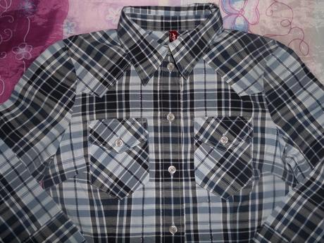 Károvaná blúza s 3/4 rukávom, xs