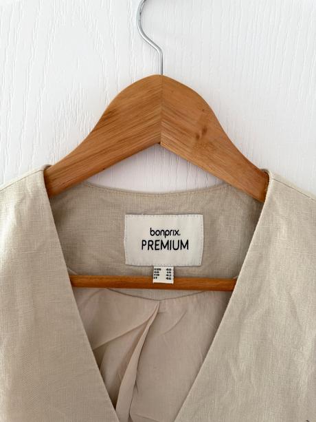 Dámska ľanová vesta bonprix premium béžová, bonprix,l