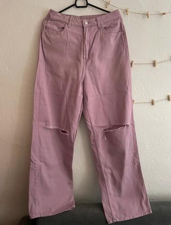 Široké fialové džínsy h&m, h&m,l