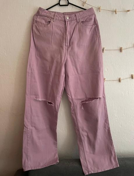 Široké fialové džínsy h&m, h&m,l