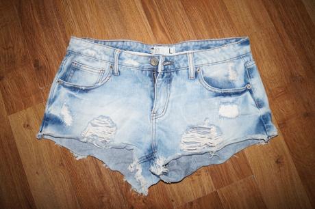 Trhané riflové šortky, denim,l