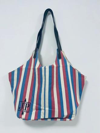 Pruhovaná tote taška s monogramom jp, 