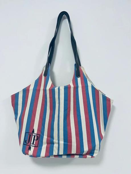 Pruhovaná tote taška s monogramom jp, 