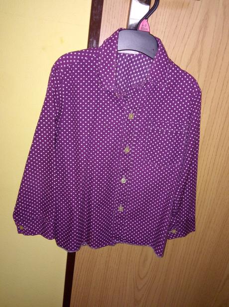 Tmavofialová blúzka/kosela s biel. bodkami 110 top, 110