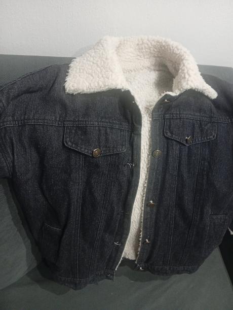 Krátka riflova zateplená bunda s, s