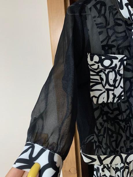 2v1 šaty s bolerkom black&white kombinácia, l / m