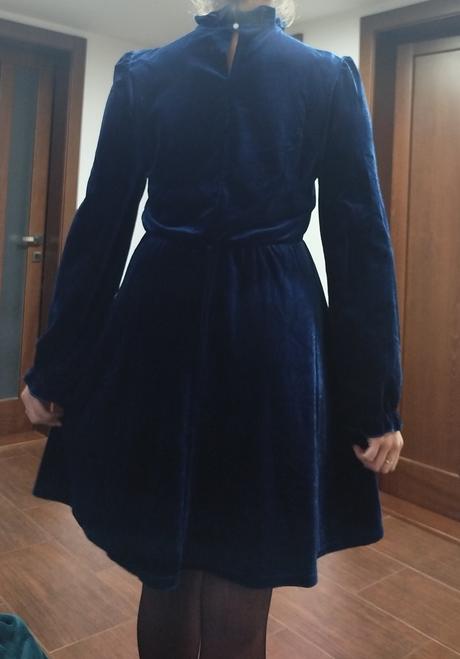 Modré zamatové šaty l, l