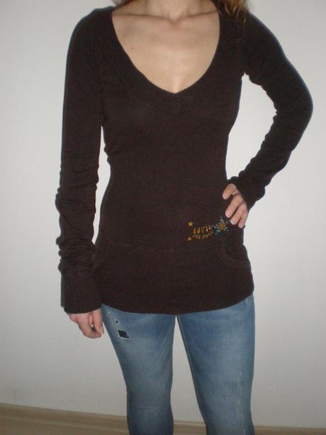 Hnedý pulover, c&a,xs