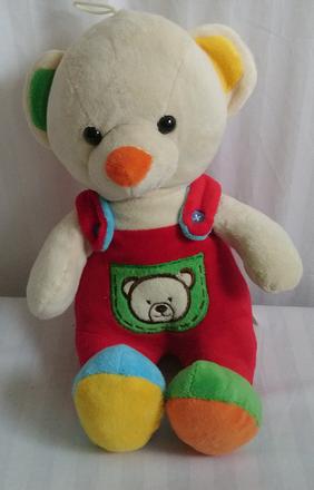 Plyšový farebný macko s nohavicami, 40 cm,