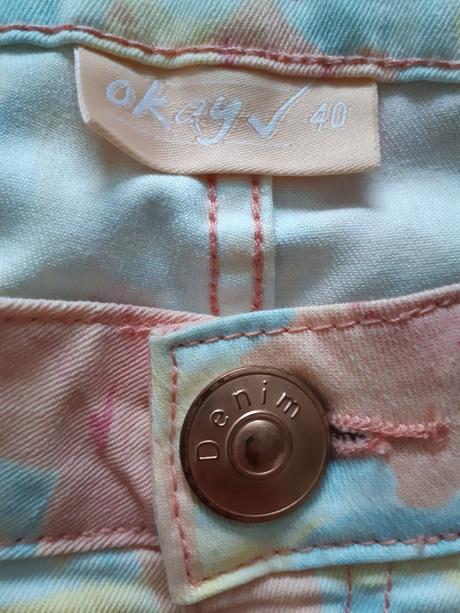 Kvetované nohavice z denimu, okay,40