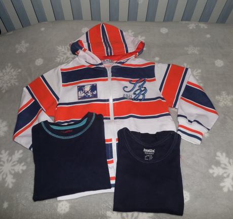 Pásikavá mikina + tričko + nátelník, 116