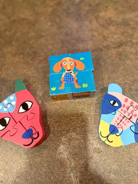 Drevené puzzle a kocky, 