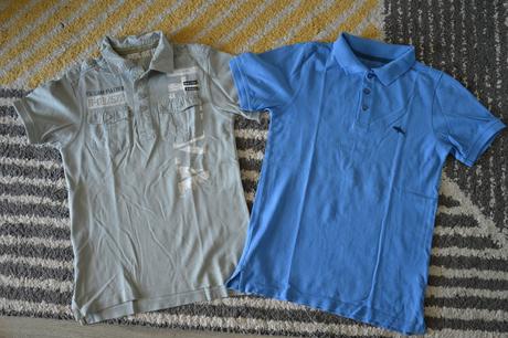 Sivé tričko s golierom 146/152, c&a,146