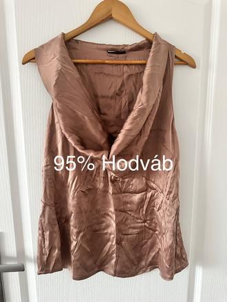 Elegantný hodvábny top s nariaseným golierom, m