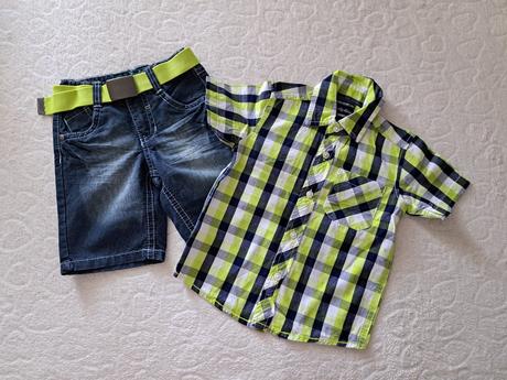 Kraťasy rifľové (98) + košeľa (98), palomino,98