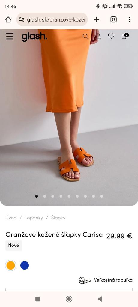 Šľapky oranžové ako nové, 39