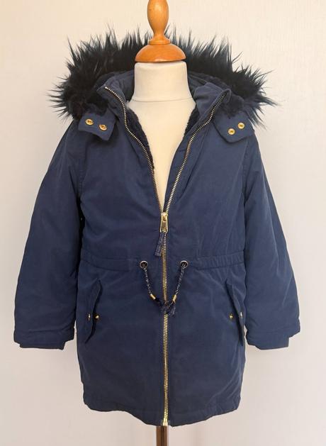 H&m teplá tmavomodrá zimná bunda / parka, h&m,122