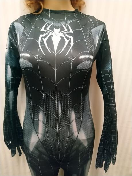 Kostým spider woman čierny, overal, xs, s, m, 
