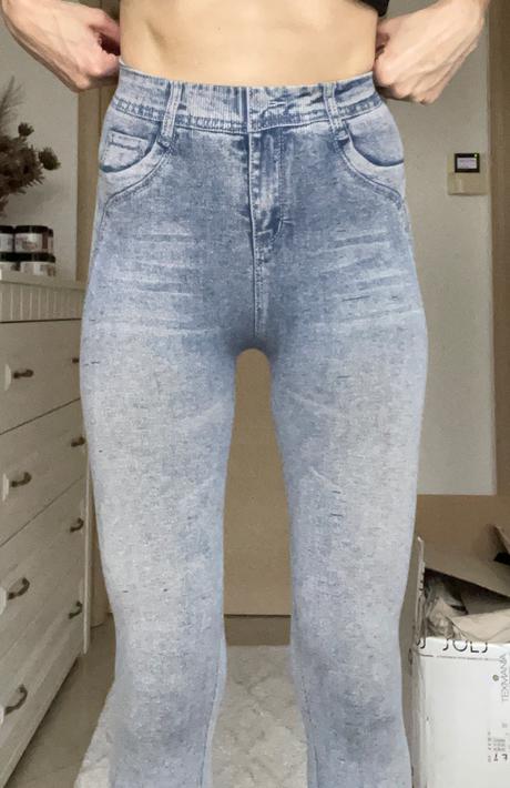 Leginy s džínsovým vzhladom, m