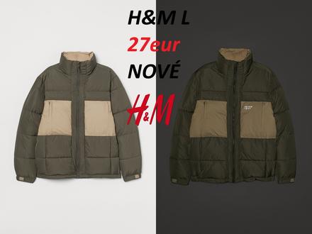 Zimná bunda hm kaki/béžová, h&m,l