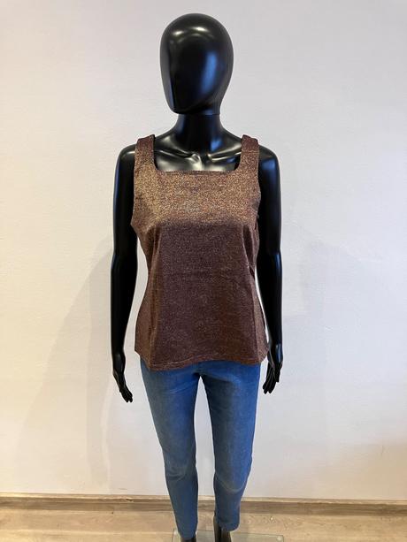 Hnedo-zlatý trblietavý elegantný top,veľk.42/44, tcm,xl