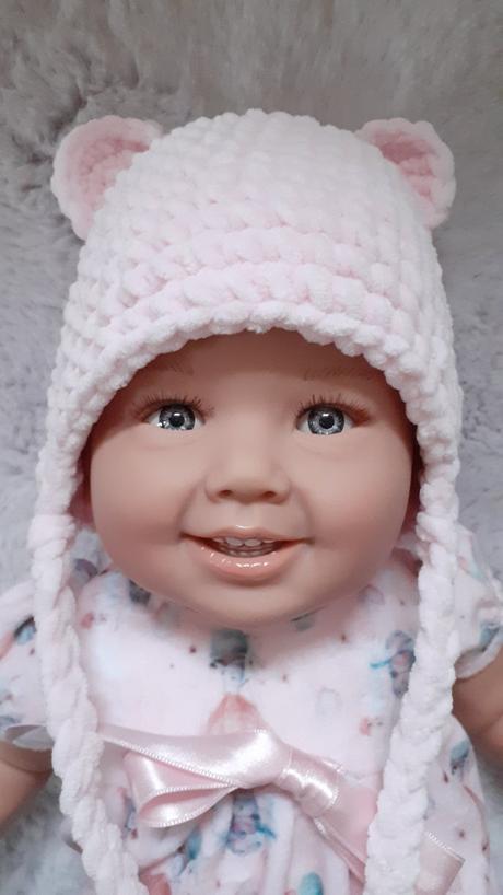 Háčkovaná čiapka s uškami, 50 - 98