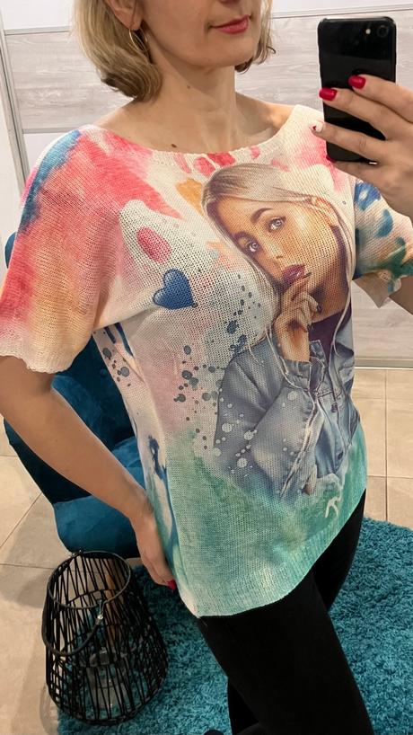 Dámske vzorované svetrové tričko, l / m / s