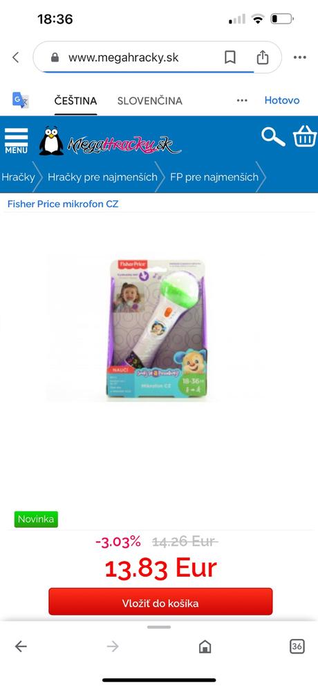 Fisher price detský hrací mikrofón,