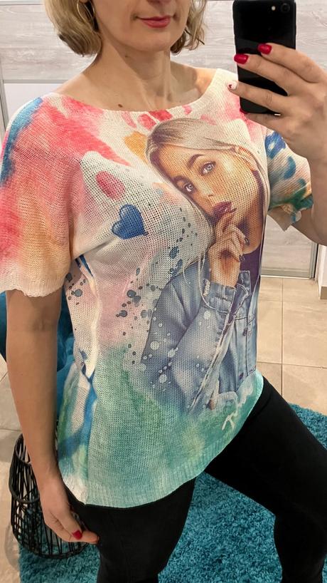 Dámske vzorované svetrové tričko, l / m / s