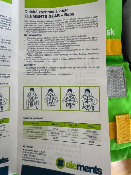 Zachranna vesta  baby eclny vs do 20kg, s
