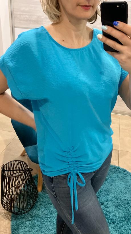Blúzka na boku riasená modrá, l / m / s