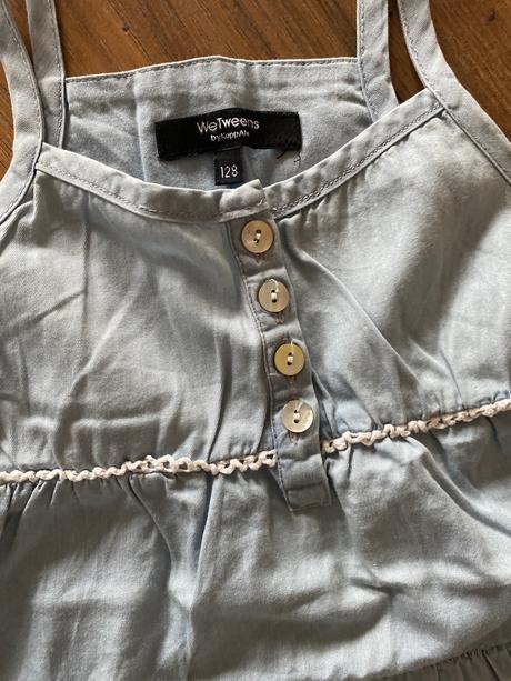 Dievčenské rifľové tričko s čipkou, 128