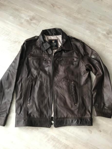 Pánska hnedá kožená bunda, 50