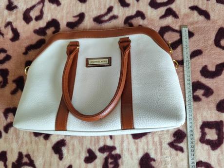 Bielohnedá kožená kabelka michael kors, michael kors