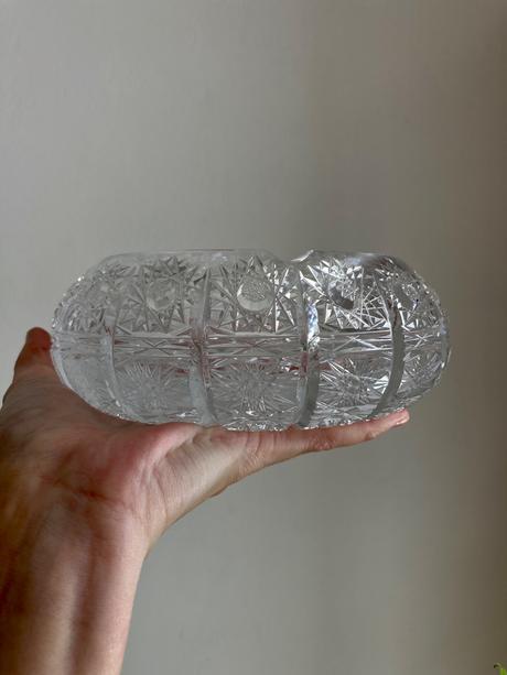 Brúsená kryštálová váza + popolník, 